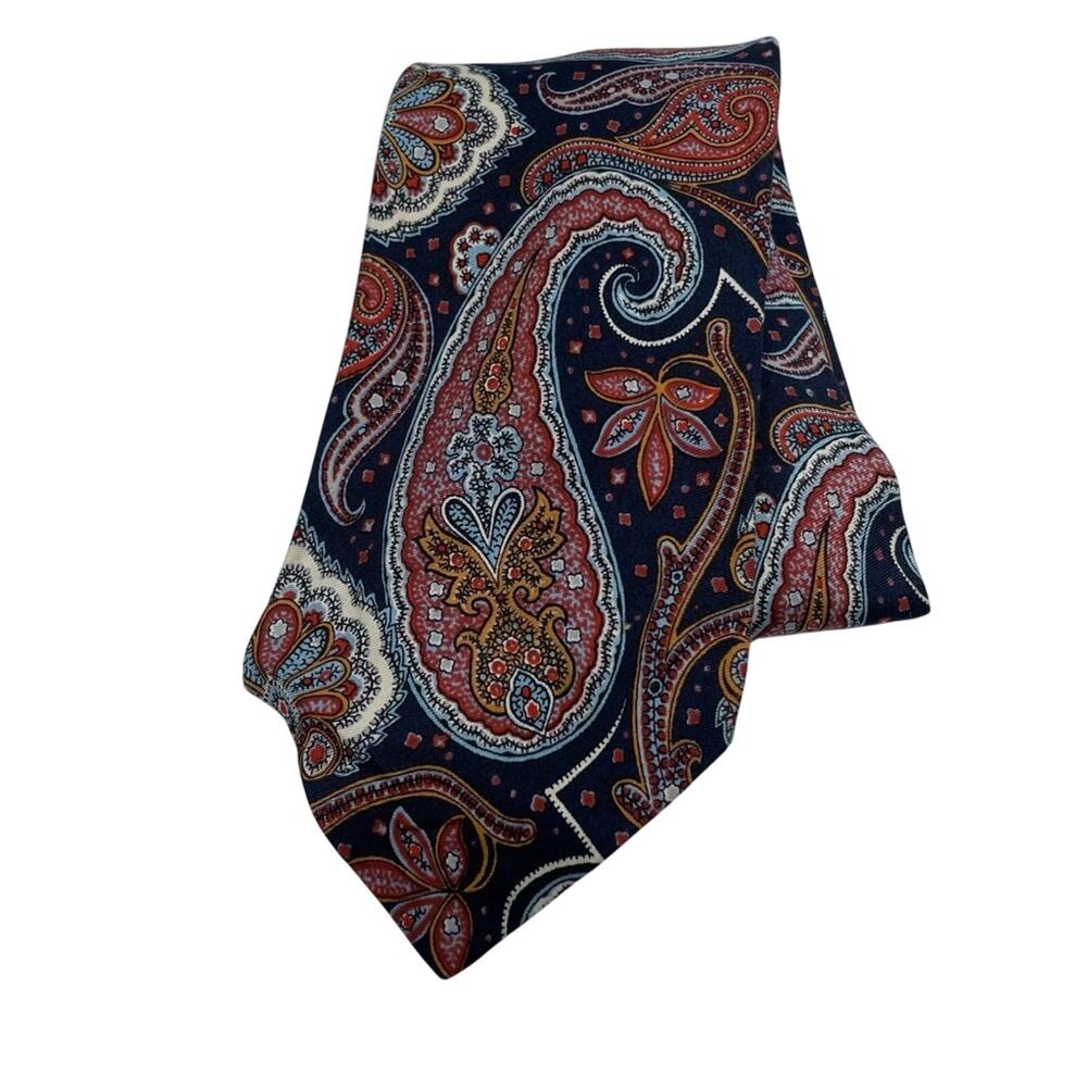 Liberty Of London Silk Blue Orange Paisley Mens Tie Marshall Field & Co Career